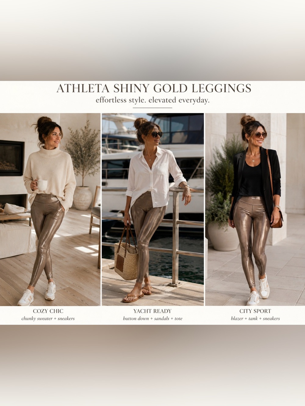 Athleta Shiny Gold High-Waist yoga Leggings